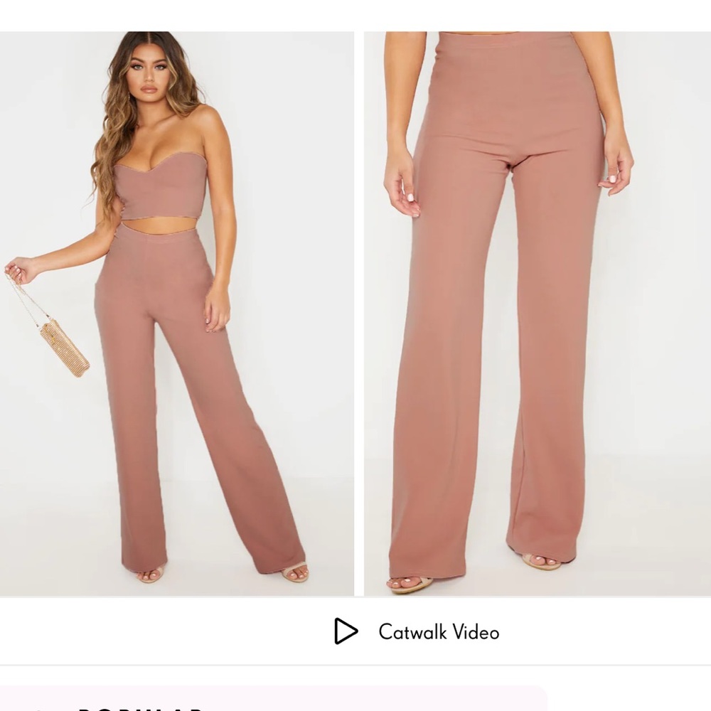 PrettyLittleThing two piece pants and crop top set, never worn with tags!